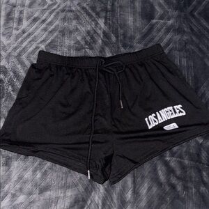 Black Athletic Shorts with Elastic Waistband and Drawstring